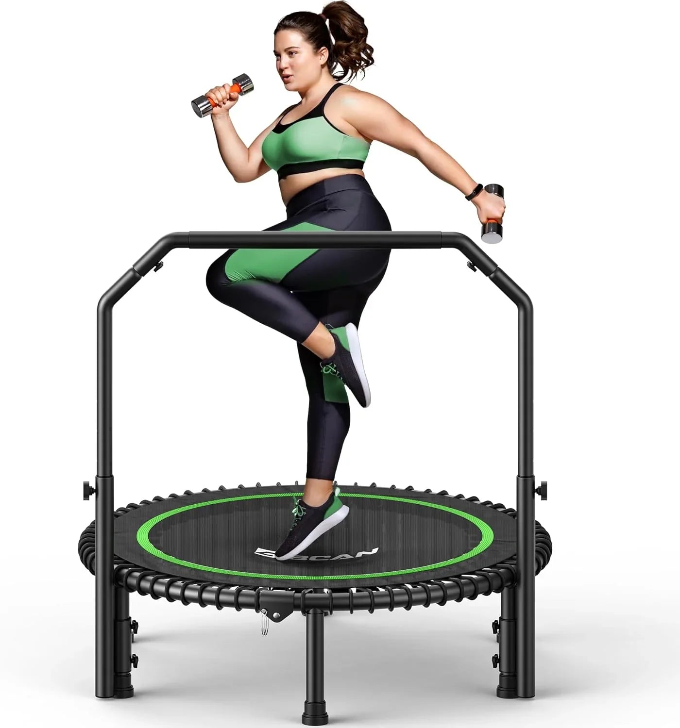 Mini-trampoline pliable BCAN 450/550 lb, trampoline de fitness 40"/48" stable et silencieux