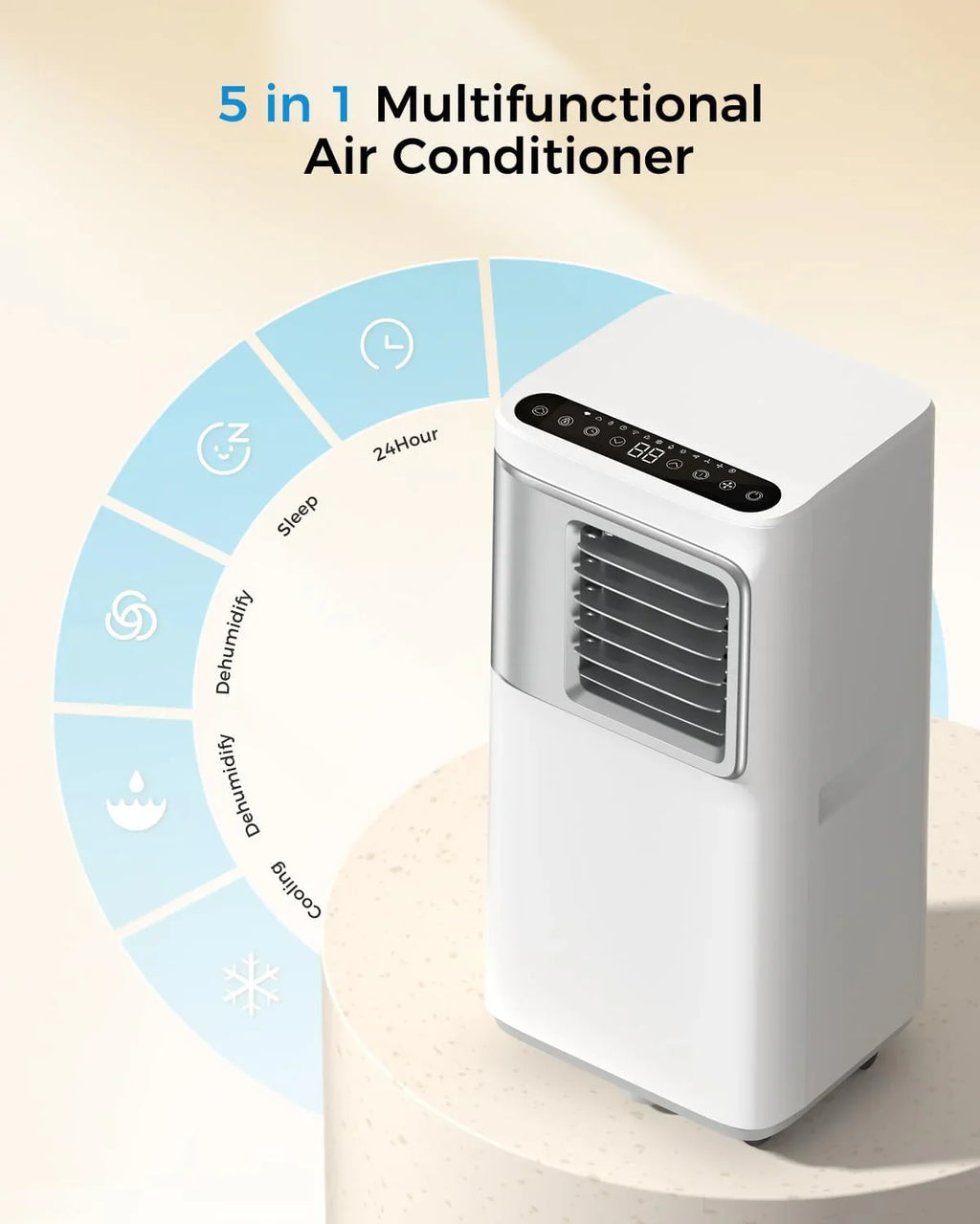 Climatiseur portable - 16 000 BTU - Unité de climatisation 5 en 1 Wi-Fi Smart AC