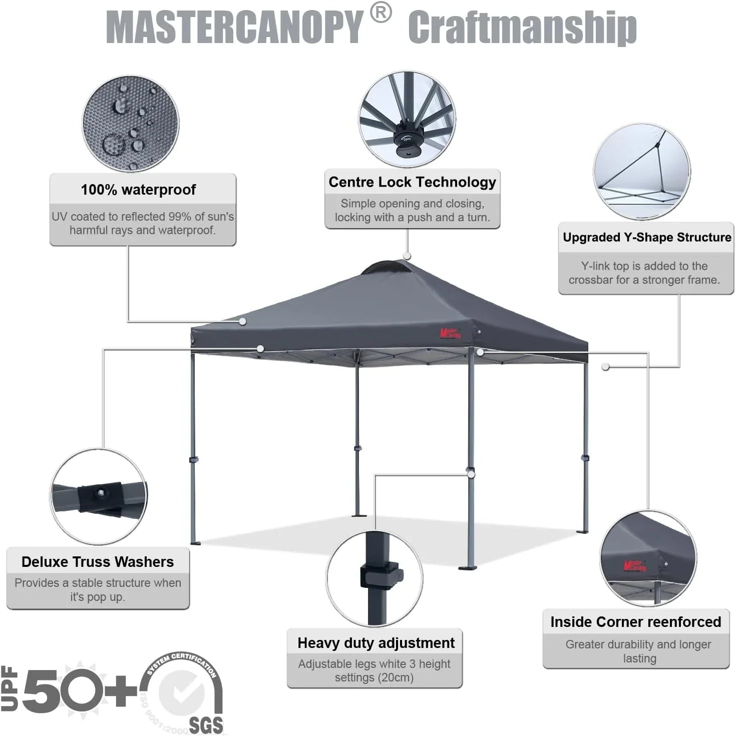 Tente pop-up robuste avec sac à roulettes (10 x 10, noir)