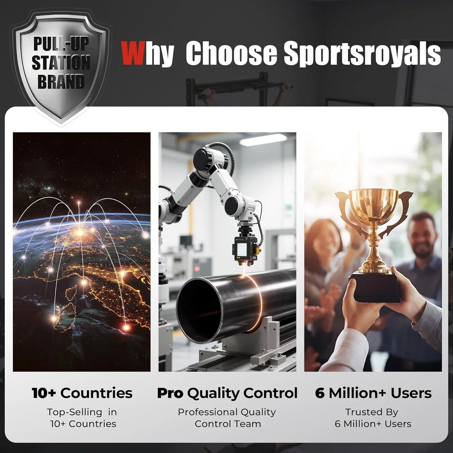 Station de traction Sportsroyals Power Tower, station d'inclinaison par immersion suspendue stable de 450 lb