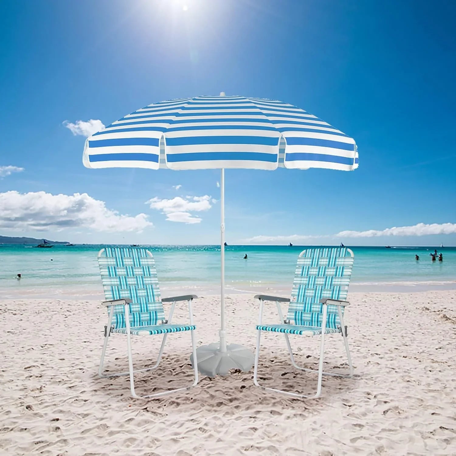 Lot de 2 chaises pliantes en toile pour patio VINGLI, chaise de plage portable pour extérieur, chaise de camping