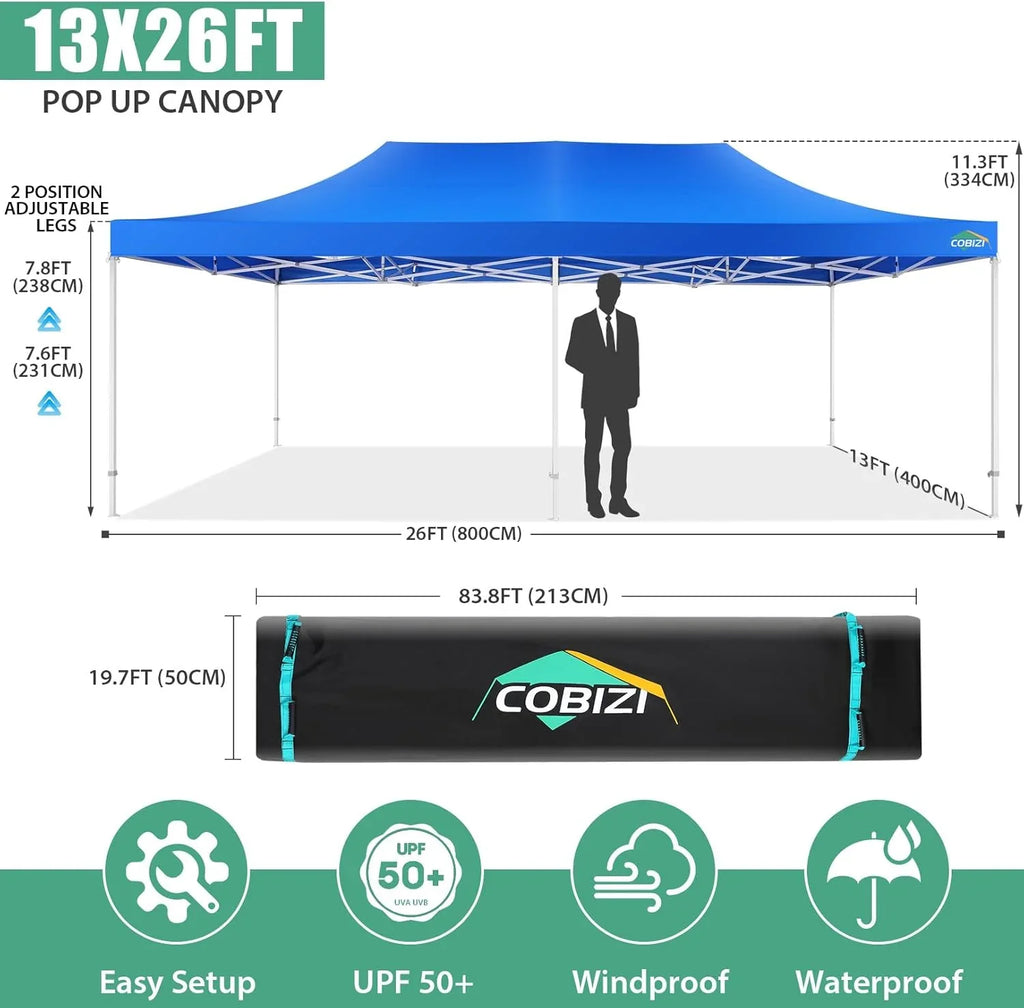 Tente pop-up robuste COBIZI 10x20 avec 6 parois latérales, facile à installer