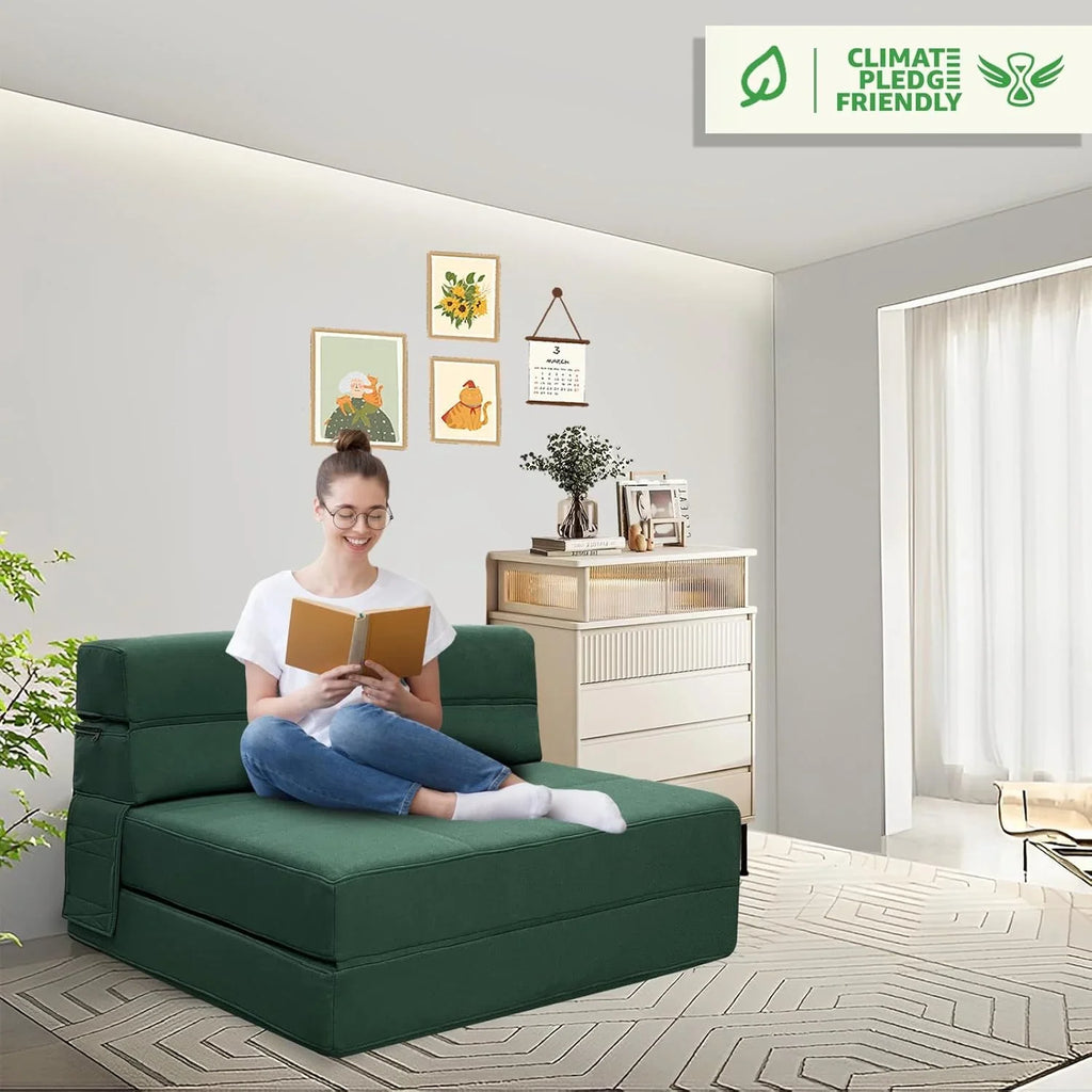 Canapé-lit gigogne de 60 pouces, canapé en mousse à mémoire de forme avec 2 oreillers, lit futon, lit d'appoint et canapé-lit,