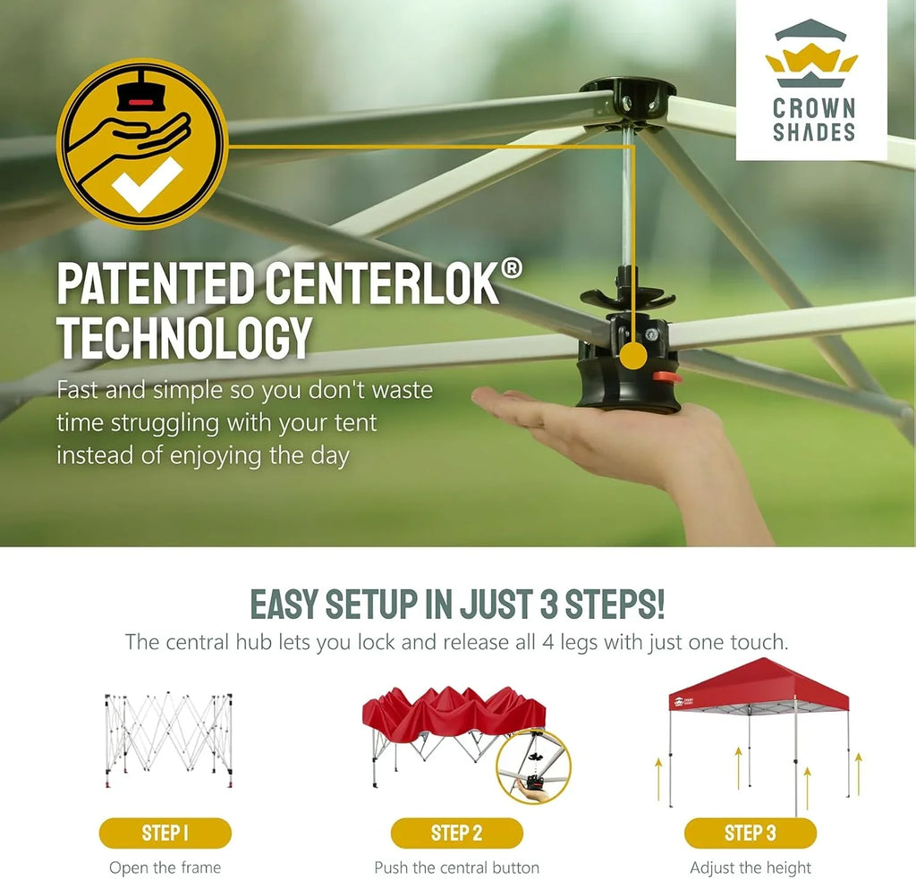 Auvent pop-up 10x10 - Installation en un clic - Tente de plage - Parasol extérieur avec dessus argenté, 3 hauteurs et 4 poches à sable