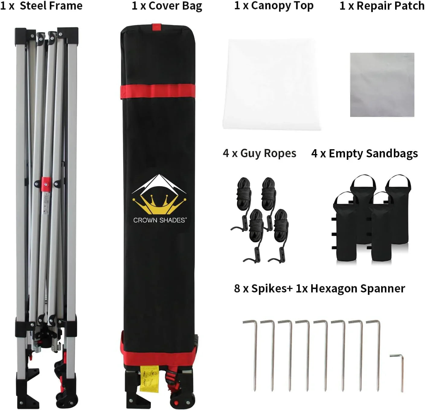 Auvent pop-up 10x10 - Installation en un clic - Tente de plage - Parasol extérieur avec dessus argenté, 3 hauteurs et 4 poches à sable