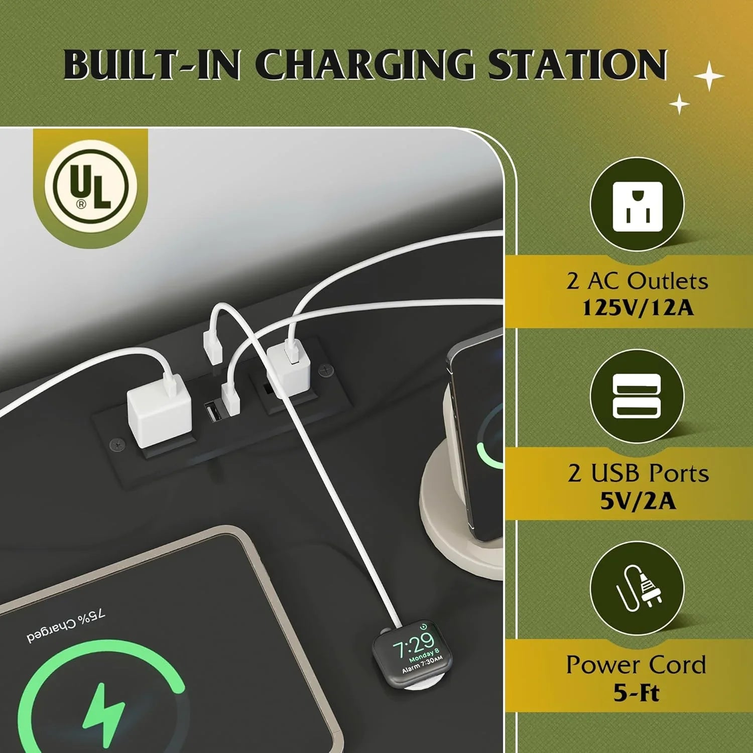 Commode LED à 9 tiroirs pour chambre à coucher, 148 cm de large, organiseur de rangement en bois avec prise électrique