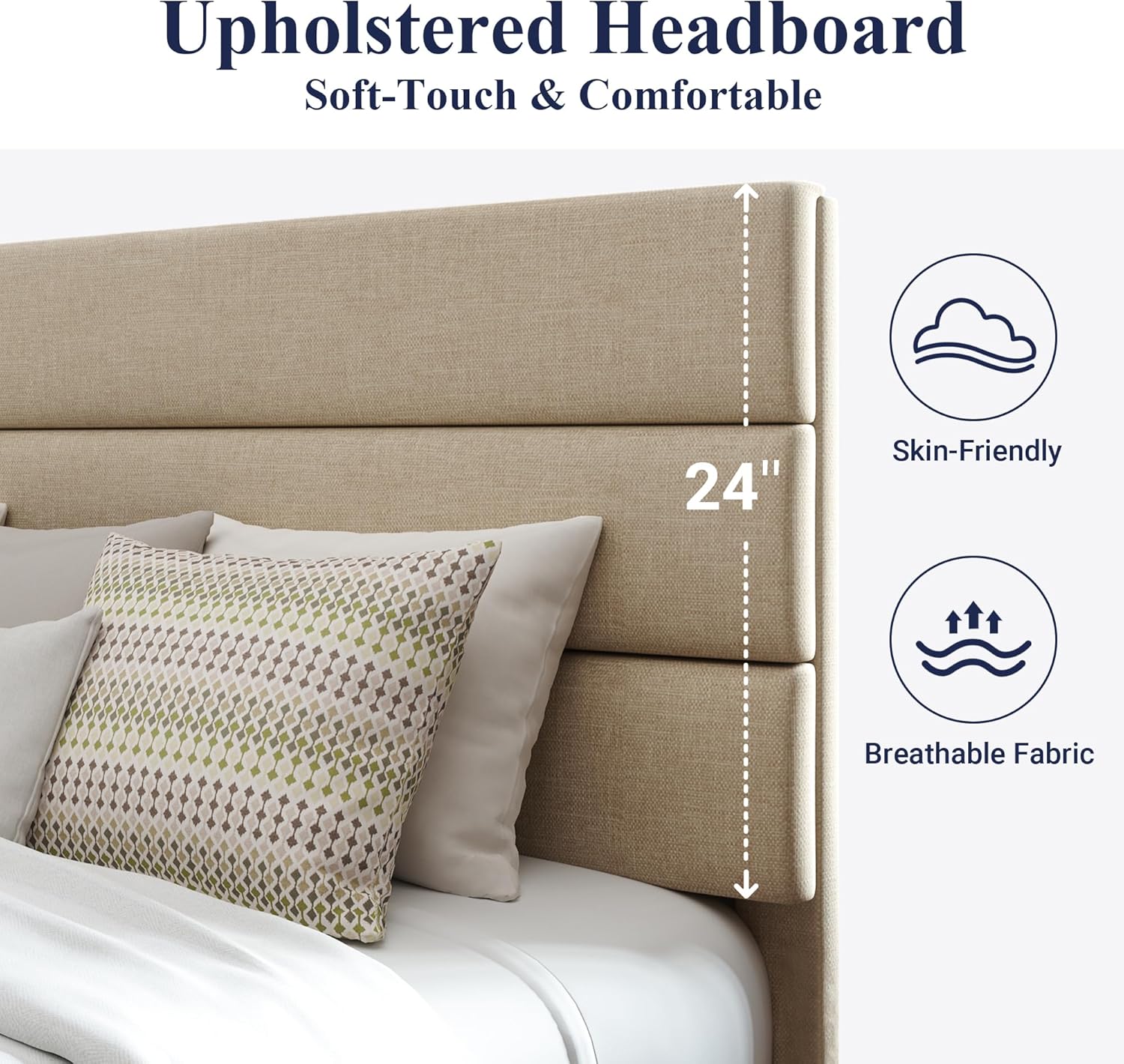 Cadre de lit plateforme Allewie King size avec tête de lit et planches rembourrées en velours