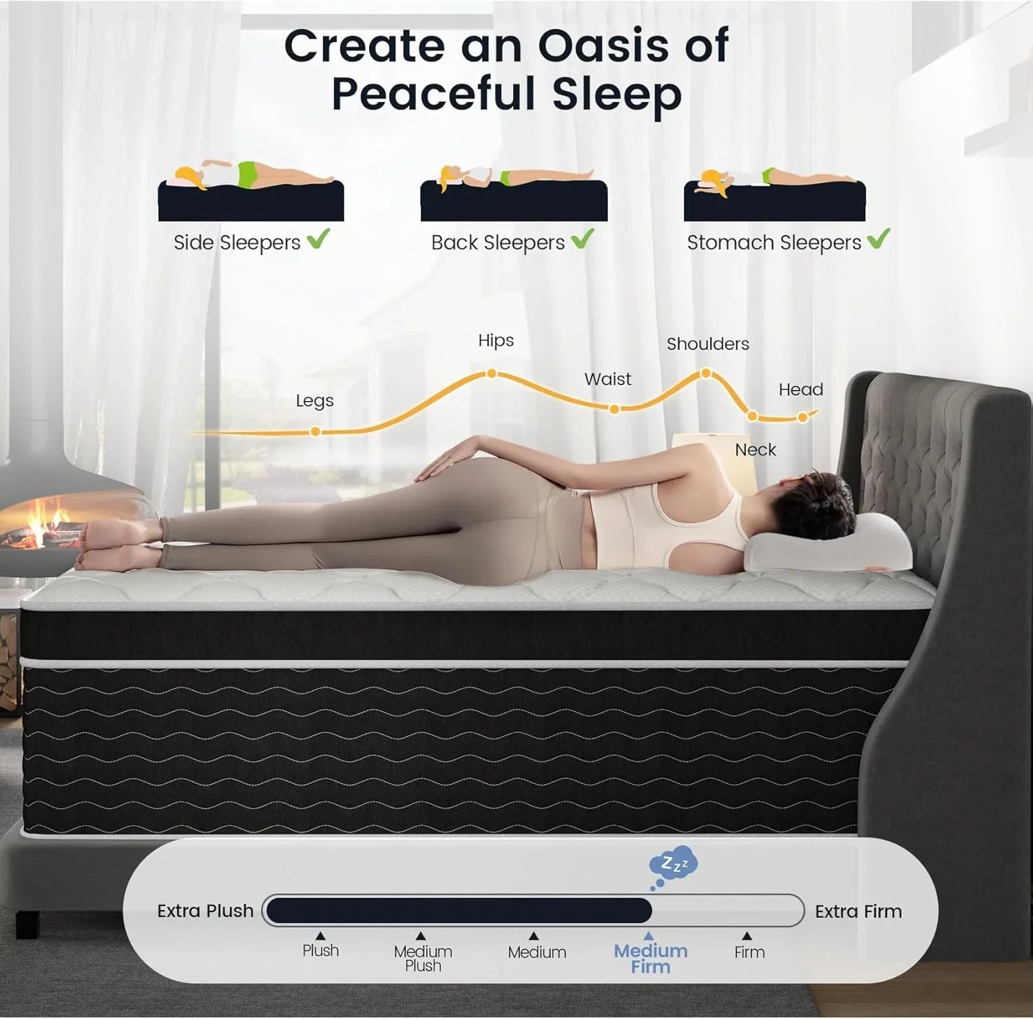 Matelas double, matelas double de 10 pouces dans une boîte, matelas hybride moyennement moelleux