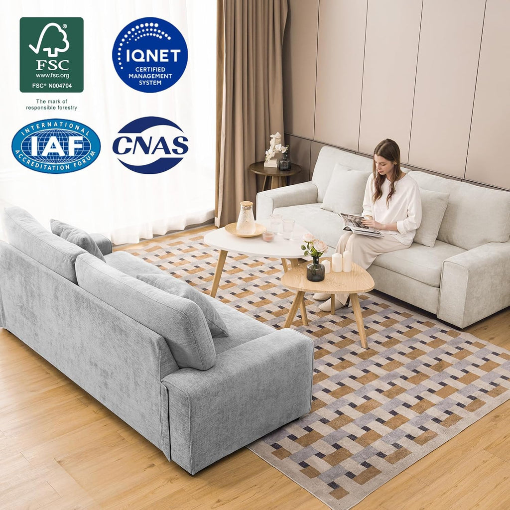 Canapé double de salon DOPEDIO, fauteuil en chenille, amovible, structure en bois massif