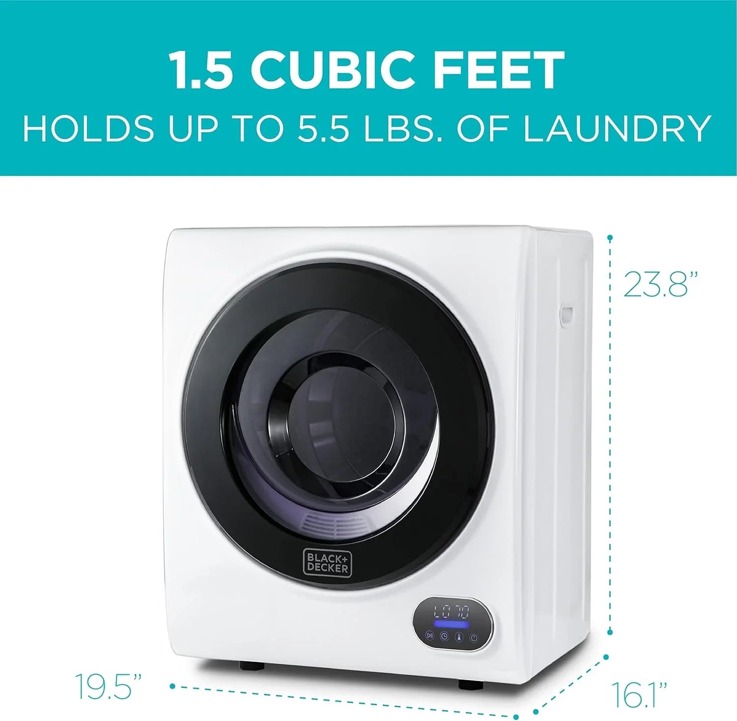 Sèche-linge compact, sèche-linge électrique de 1,5 pi³, 850 W, sèche-linge portatif ventilé de 120 V