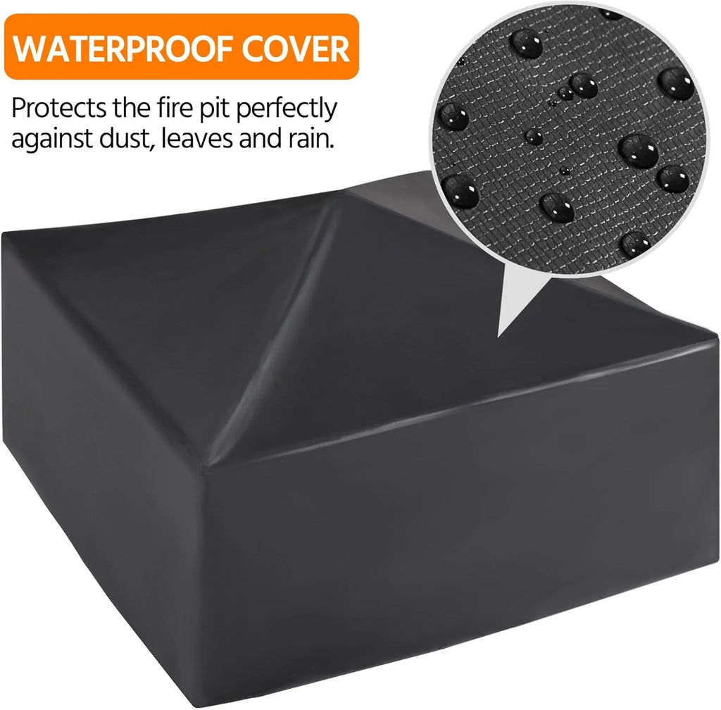 Yaheetech Table de foyer multifonctionnelle 32 pouces carré en métal foyer poêle arrière-cour patio jardin cheminée pour camping, chauffage extérieur, feu de joie et pique-nique