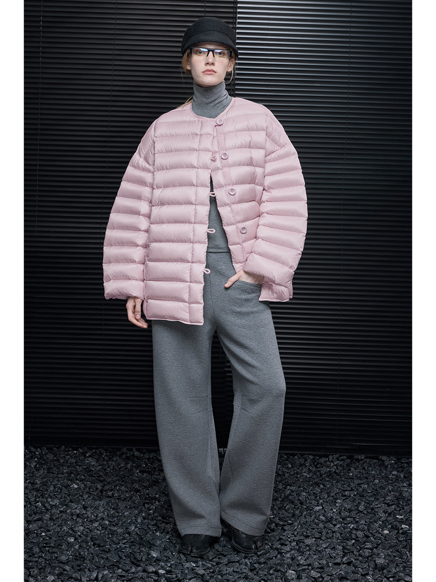 Light Pink Puffer Coat for Women 2025 Winter Loose Fit Fashion Jacket