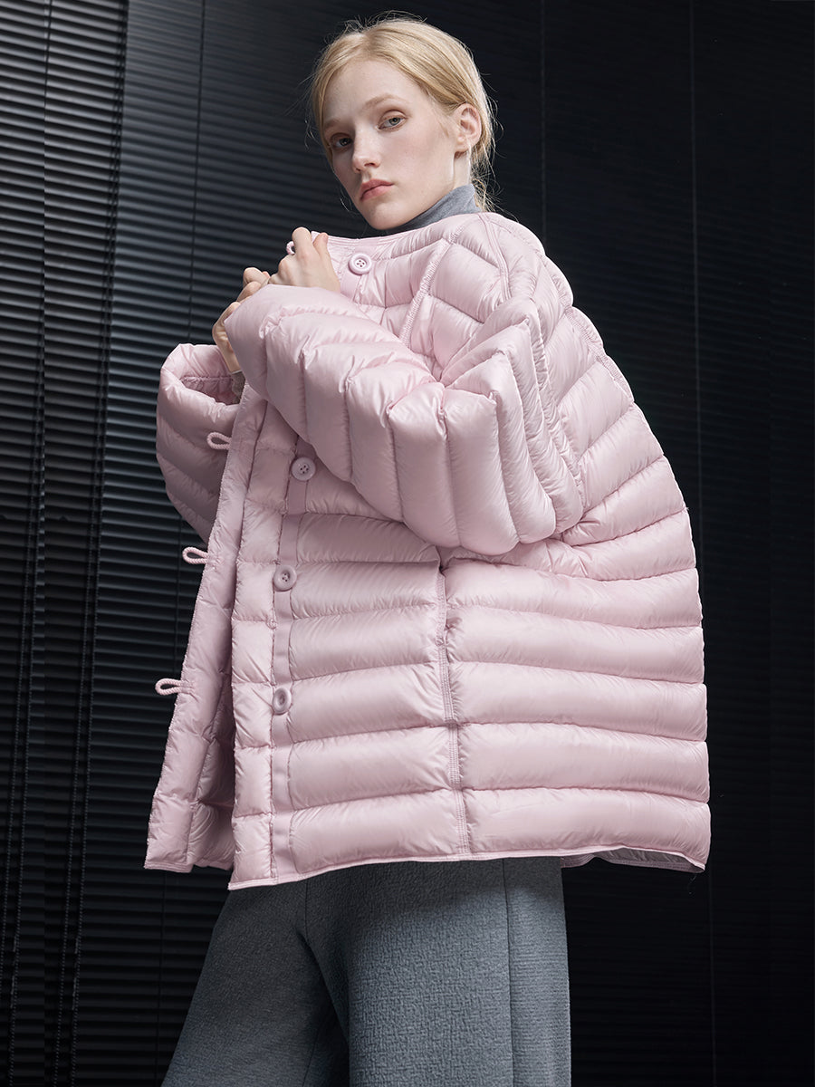 Light Pink Puffer Coat for Women 2025 Winter Loose Fit Fashion Jacket