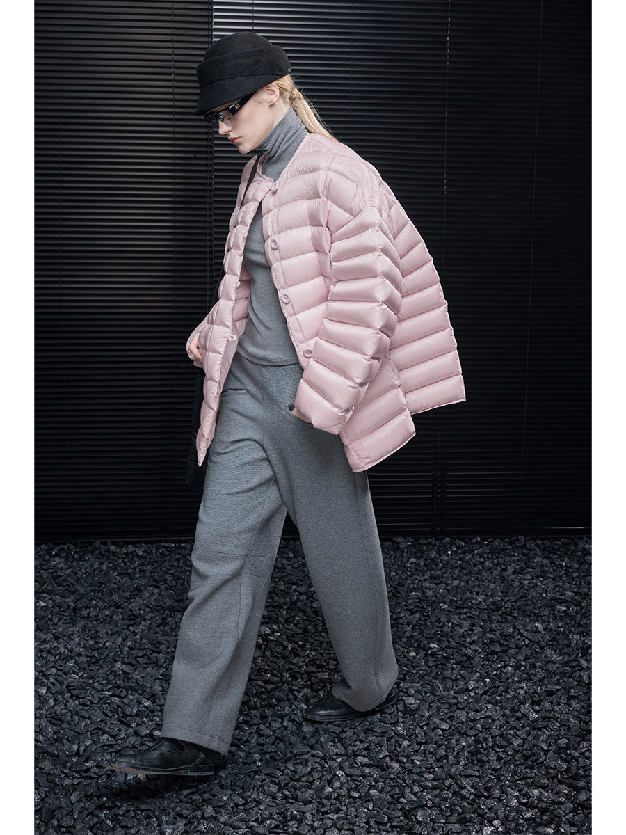 Light Pink Puffer Coat for Women 2025 Winter Loose Fit Fashion Jacket