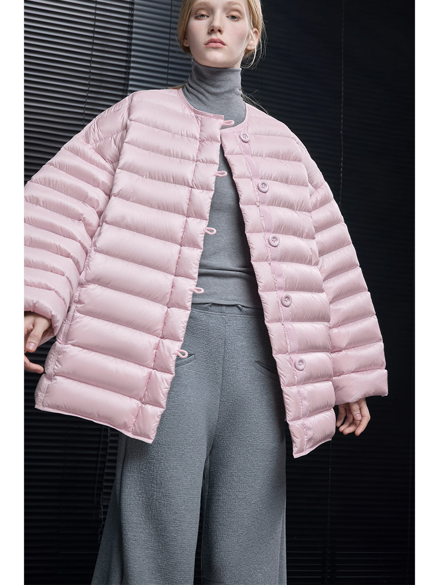 Light Pink Puffer Coat for Women 2025 Winter Loose Fit Fashion Jacket