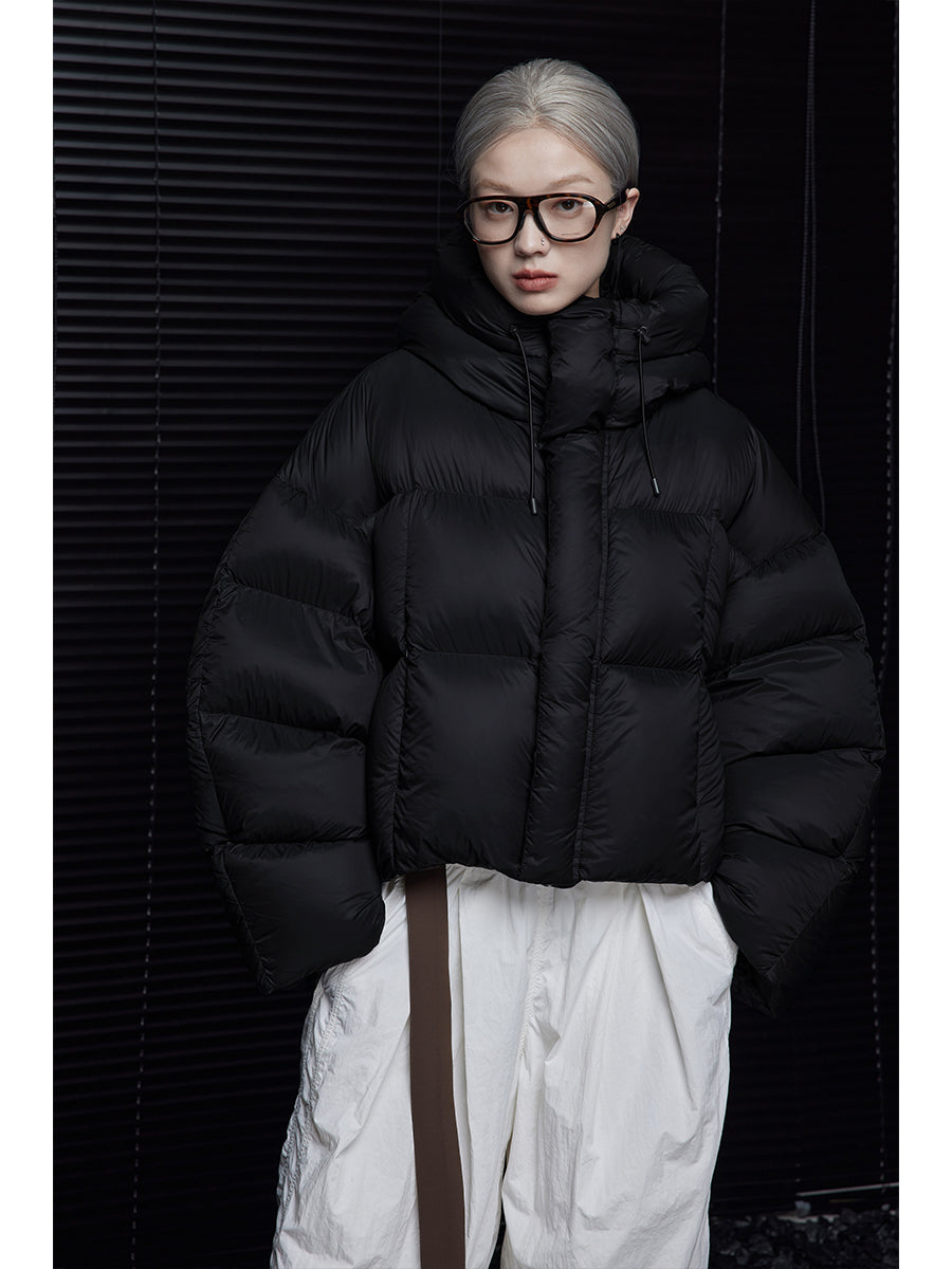 Thick Warm Hooded Down Jacket for Women Winter Black Short Fashion Coat