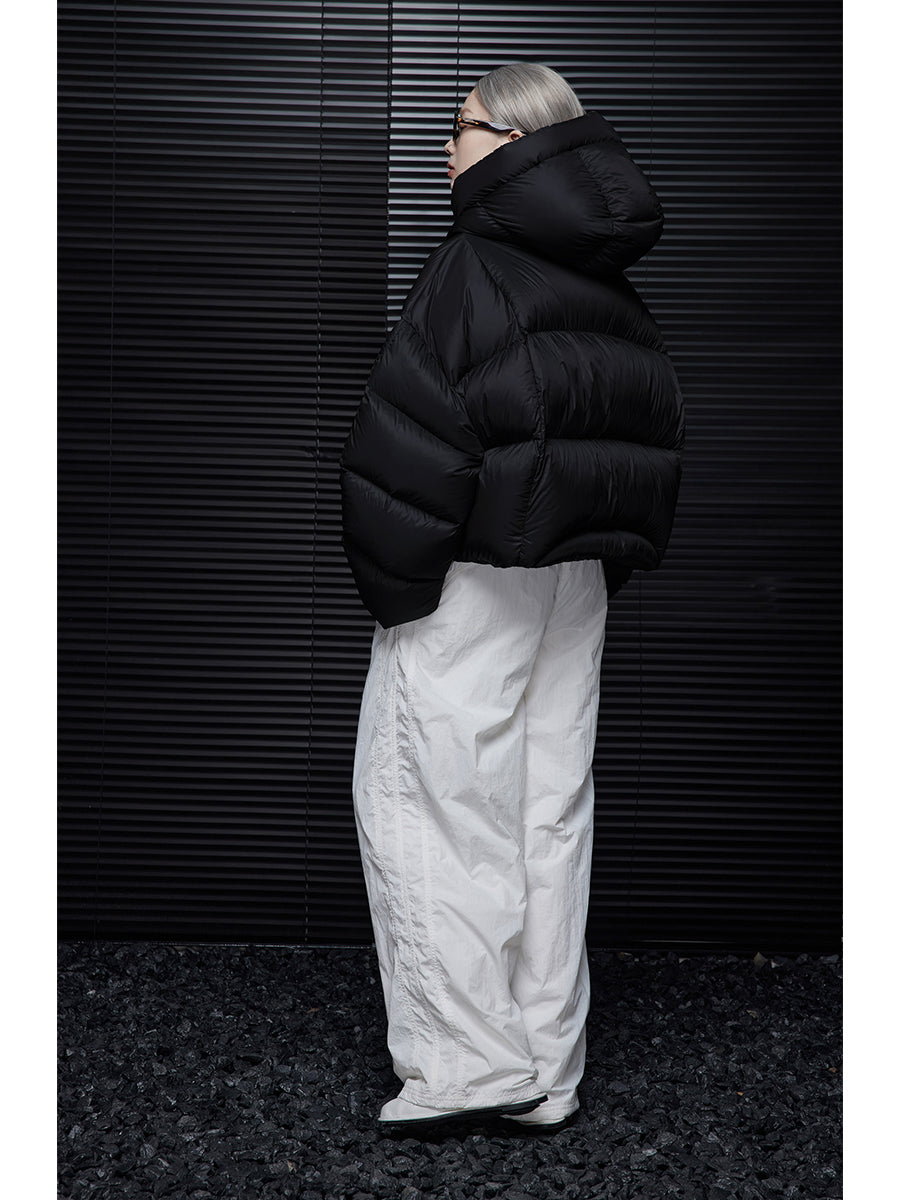 Thick Warm Hooded Down Jacket for Women Winter Black Short Fashion Coat