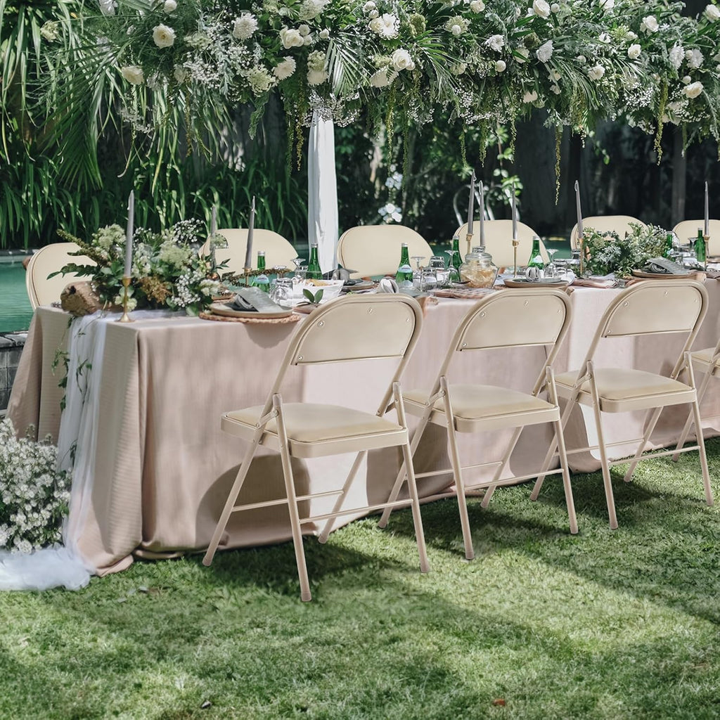 DUMOS Lot de 2 chaises pliantes rembourrées en cuir, siège commercial empilable portable pour intérieur et extérieur