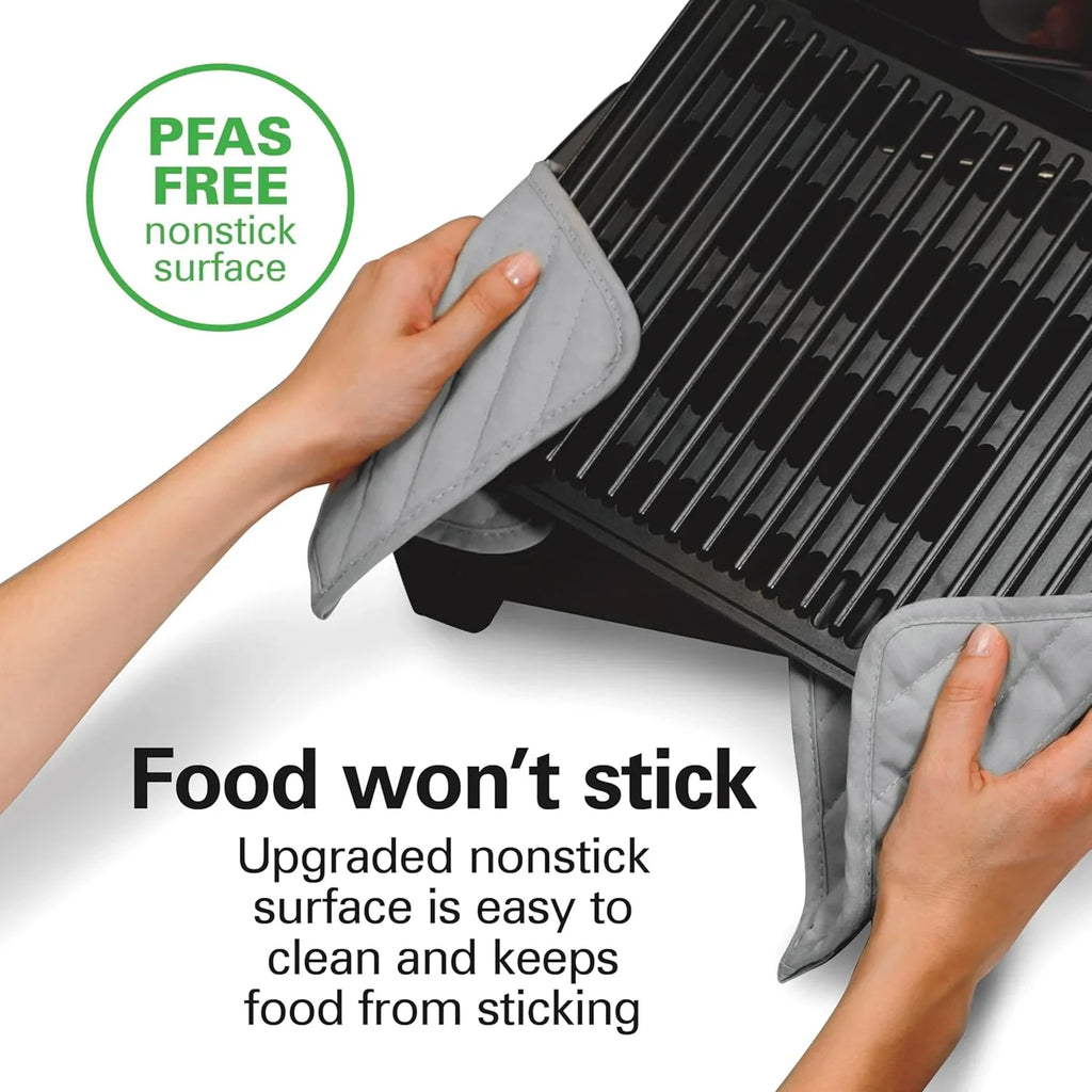 Barbecue électrique d'intérieur avec fenêtre, température réglable jusqu'à 233°C, surface de 118 pouces carrés