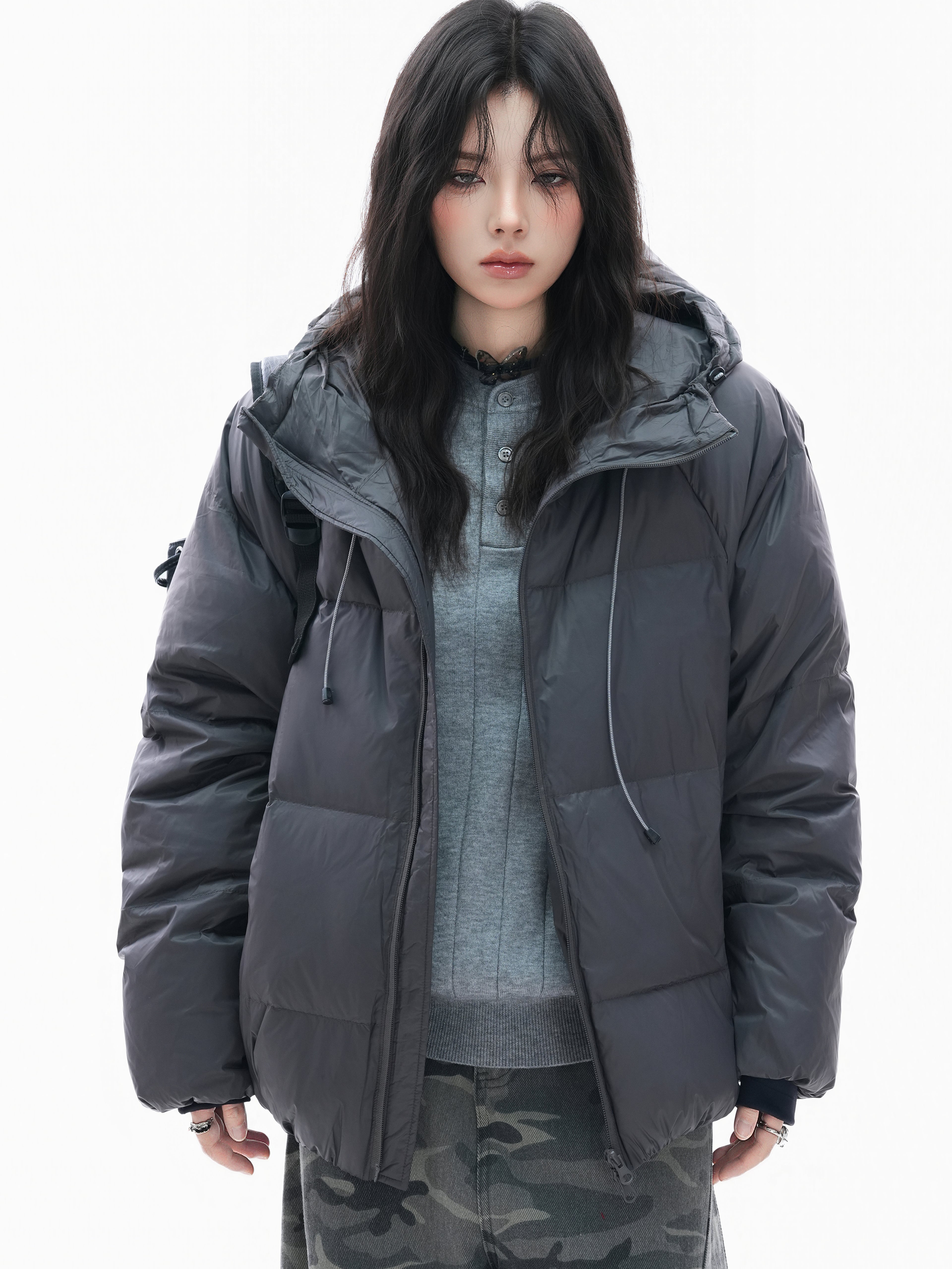 Warm Vintage Down Jacket for Women Thick Hooded 90 Duck Down Winter Coat
