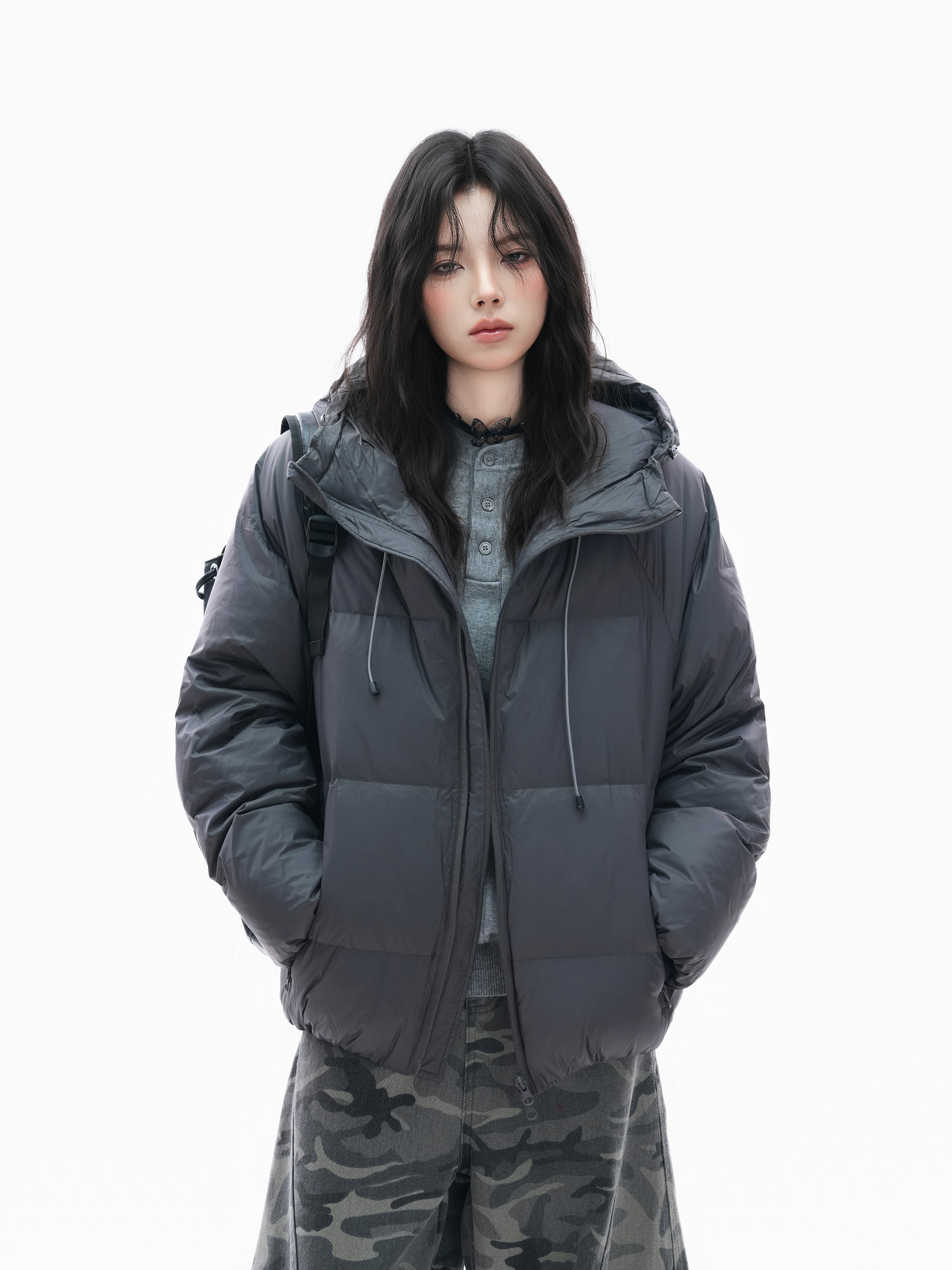 Warm Vintage Down Jacket for Women Thick Hooded 90 Duck Down Winter Coat