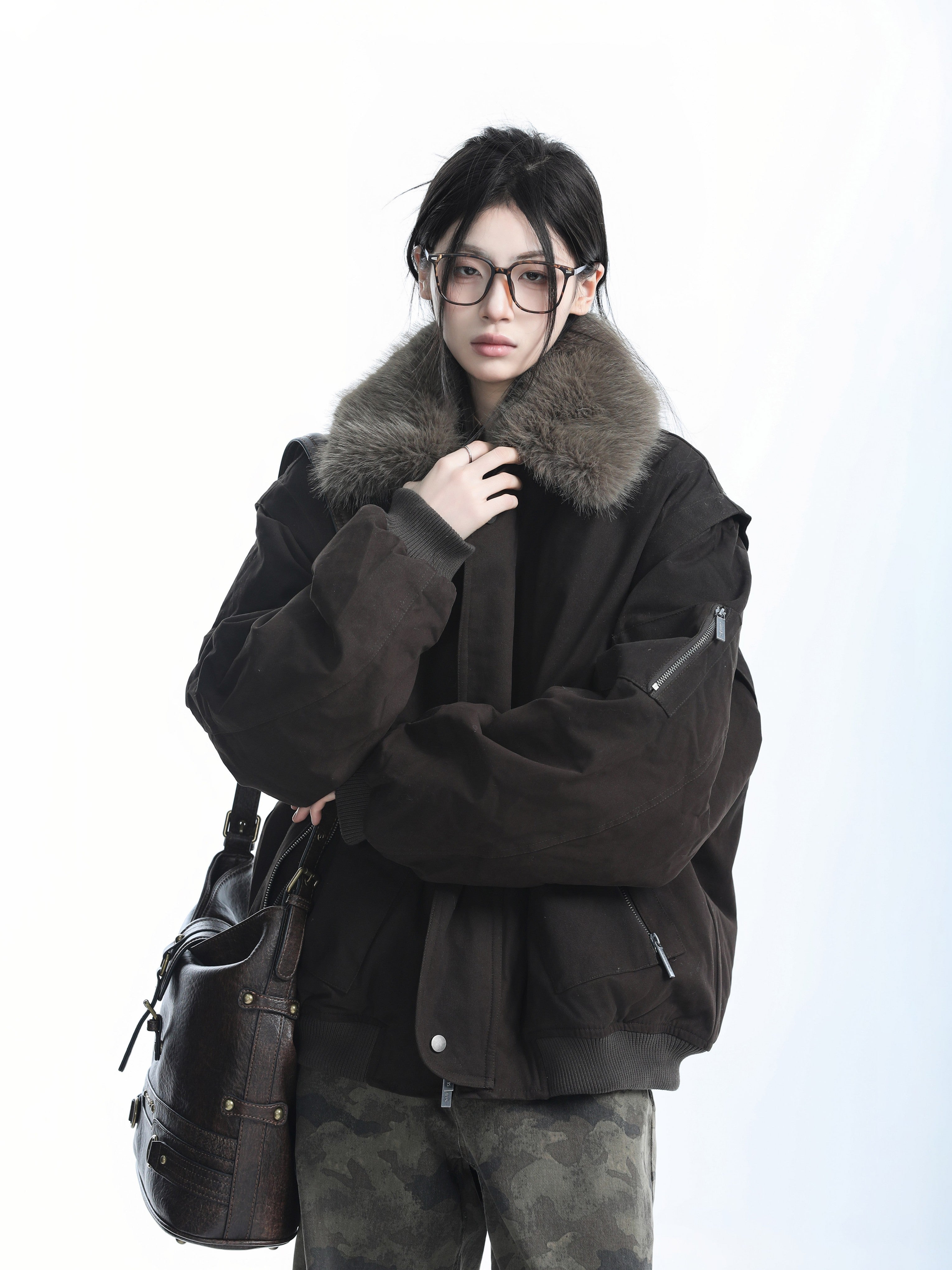 Warm Vintage Down Coat for Women Thick 90 Duck Down Fur Collar Outerwear