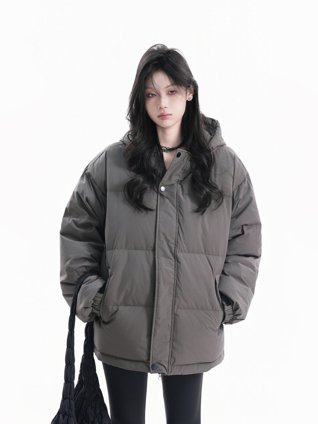 Outdoor Warm Down Jacket for Women Hooded Thick Loose Puffer Winter Coat