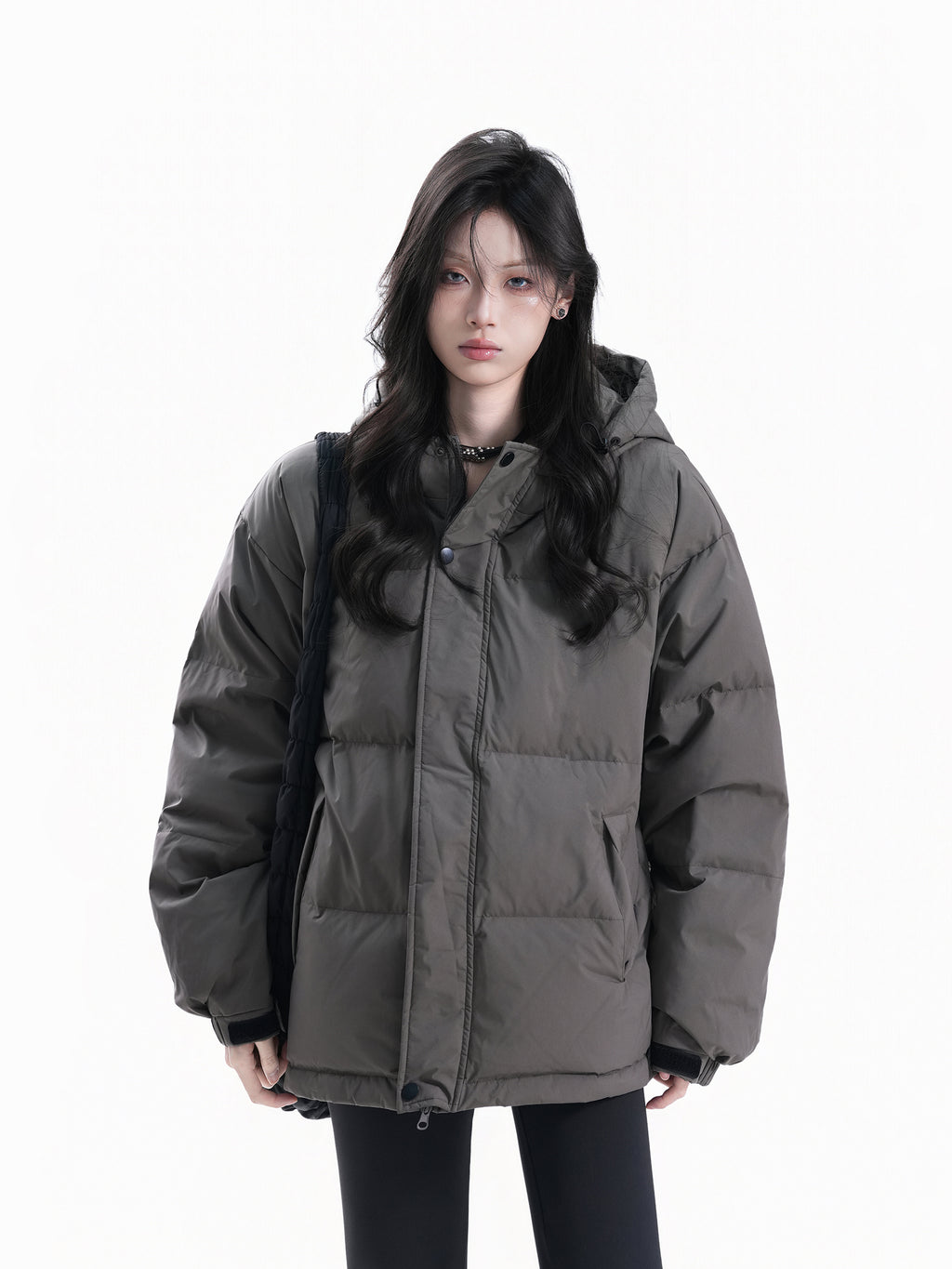 Outdoor Warm Down Jacket for Women Hooded Thick Loose Puffer Winter Coat