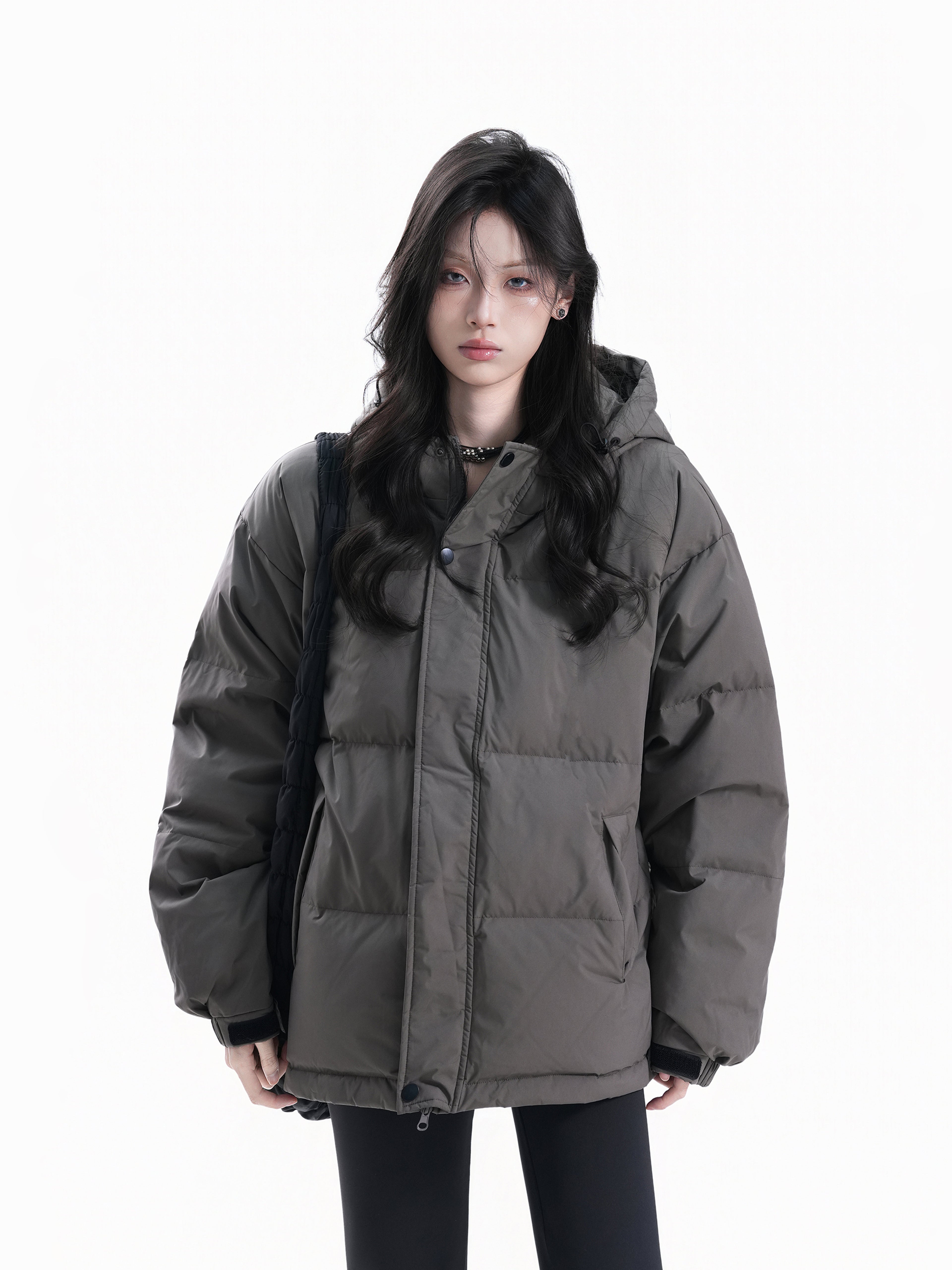 Outdoor Warm Down Jacket for Women Hooded Thick Loose Puffer Winter Coat