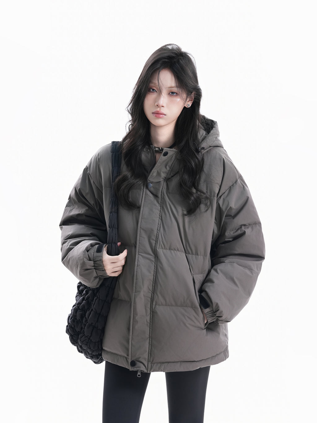 Outdoor Warm Down Jacket for Women Hooded Thick Loose Puffer Winter Coat
