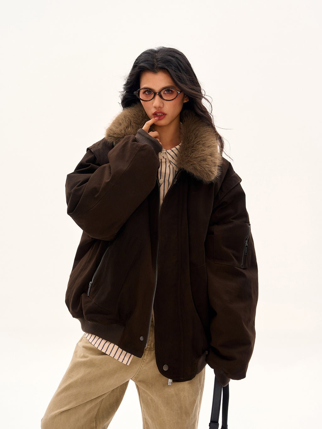 American Vintage Fur Collar Down Jacket for Women Men Thick Warm Coat