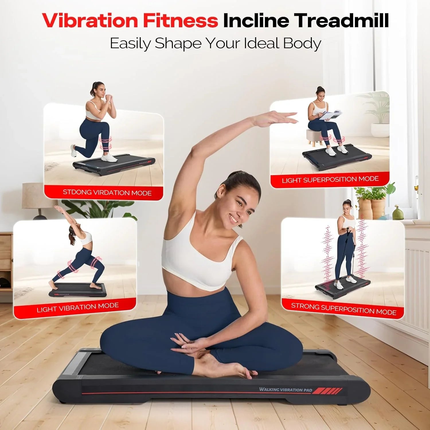 Tapis de course vibrant Sperax (avec application) 3 en 1 sous le bureau, tapis de course silencieux de 2,5 CV (avec télécommande), tapis de course portable pour la maison et le bureau