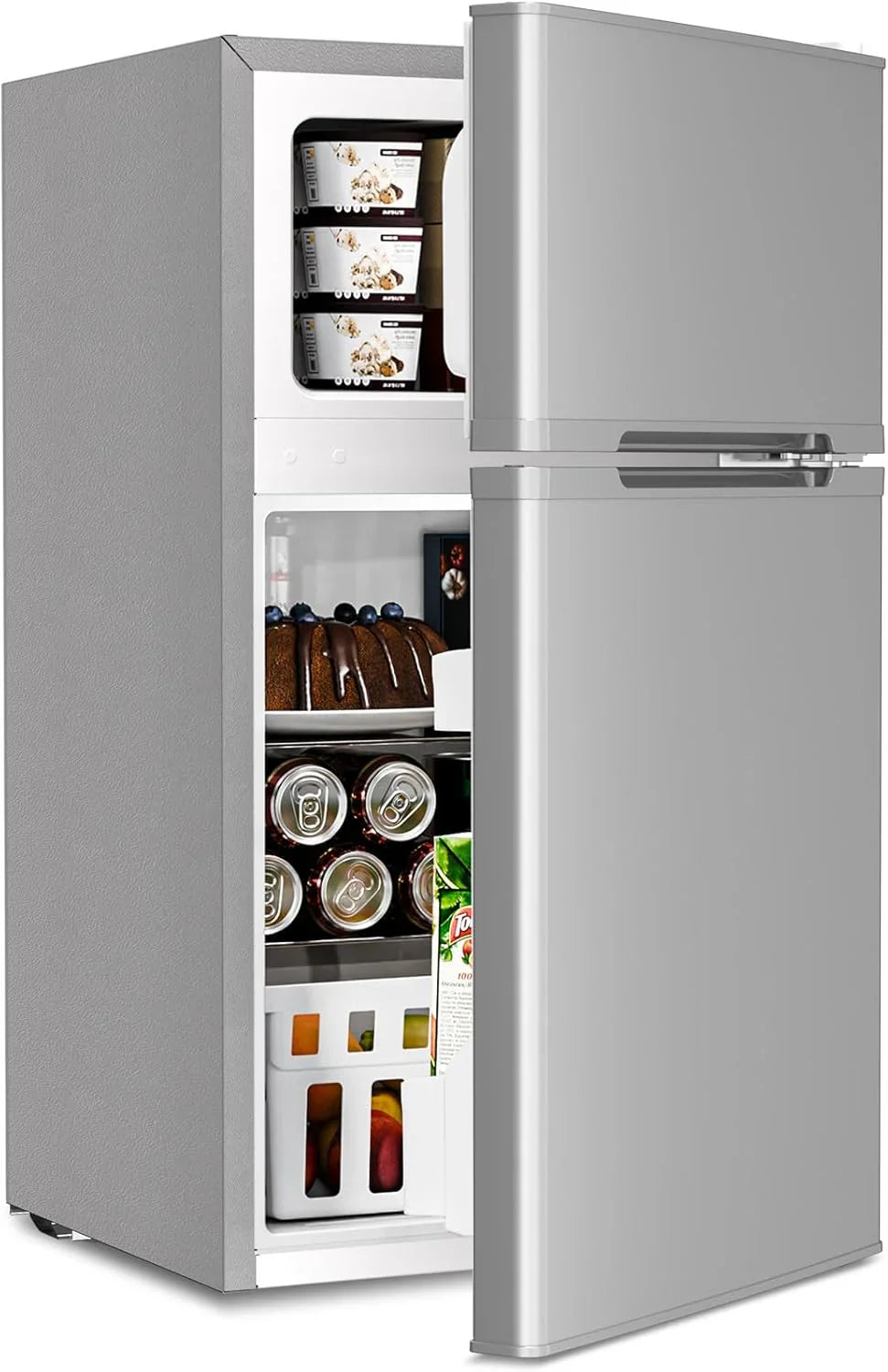 Mini-réfrigérateur NJStar de 3,2 pieds cubes avec congélateur, mini-réfrigérateur à double porte, réfrigérateur compact