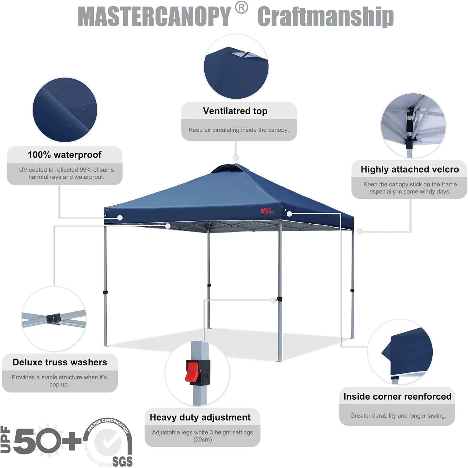 Tente pop-up robuste avec sac à roulettes (10 x 10, noir)