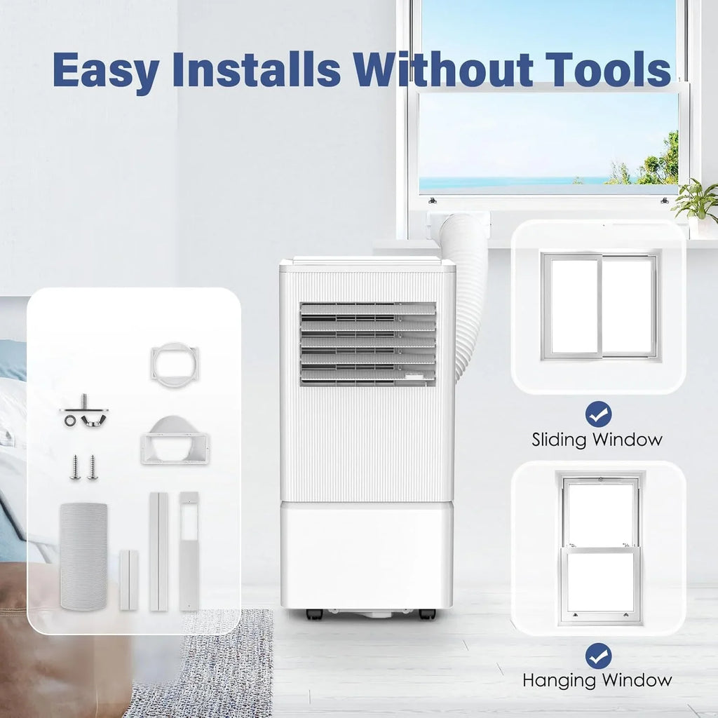 Climatiseur portatif Air Choice, 10 000 BTU, pour pièce jusqu'à 450 pi², télécommande, minuterie 24 h, modes déshumidificateur et ventilateur.