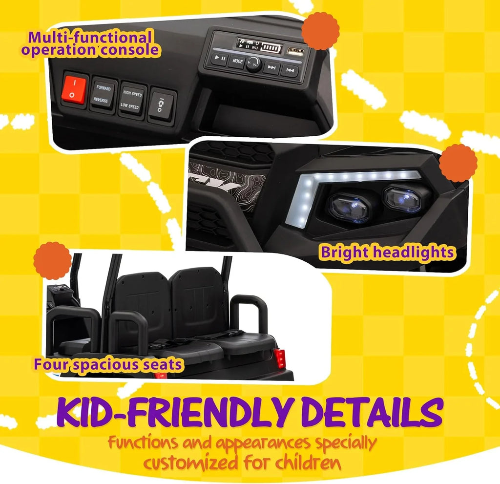 Voiturette de golf pour enfants 24 V 7 Ah avec télécommande, auvent amovible et suspension à ressorts aux 4 roues