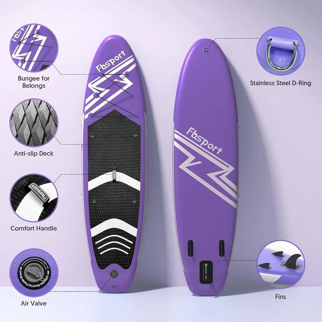 Planche de stand up paddle FBSPORT Premium 11', planche de yoga, contrôle du surf, pont antidérapant, attache, pagaie et pompe
