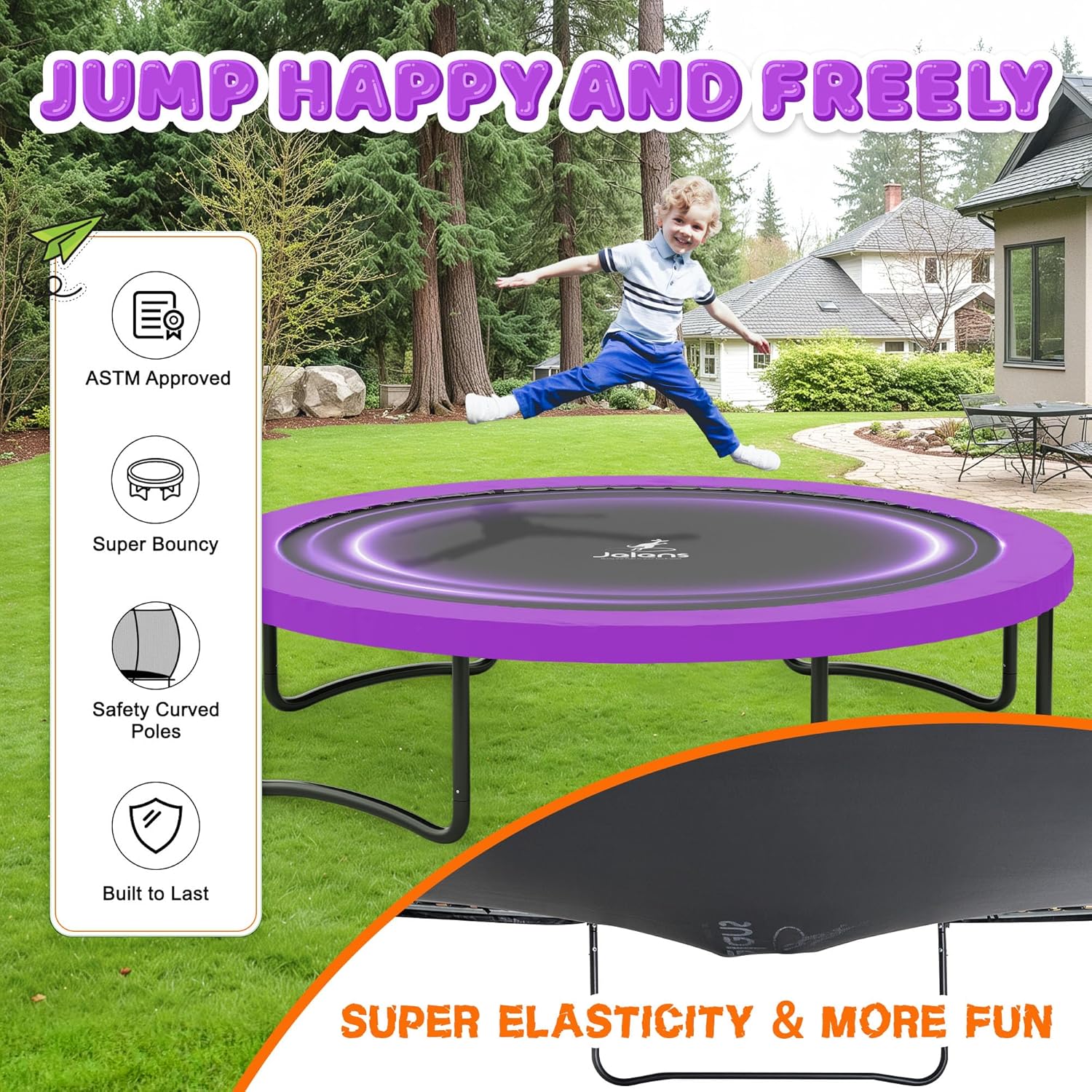 Trampoline Trampoline de loisirs avec filet de clôture et échelle, trampoline d'extérieur antirouille pour enfants et adultes