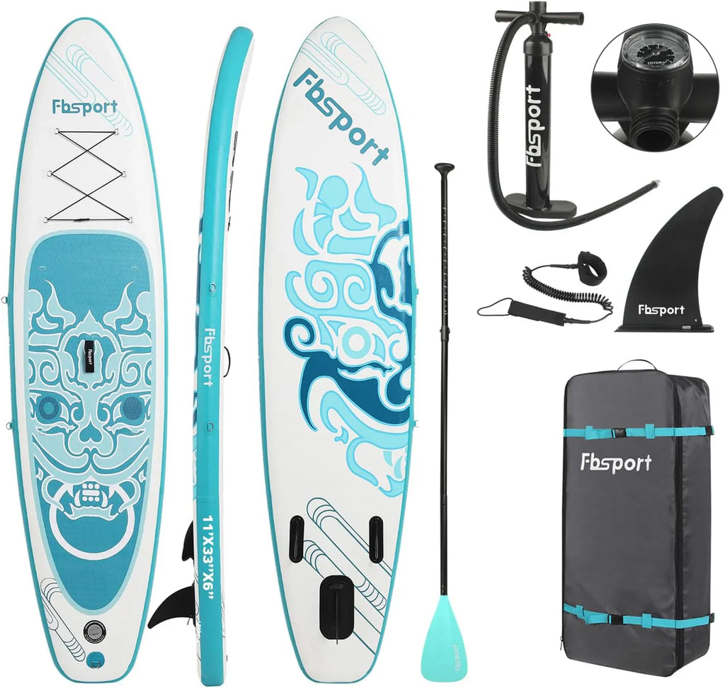 Planche de stand up paddle FBSPORT Premium 11', planche de yoga, contrôle du surf, pont antidérapant, attache, pagaie et pompe
