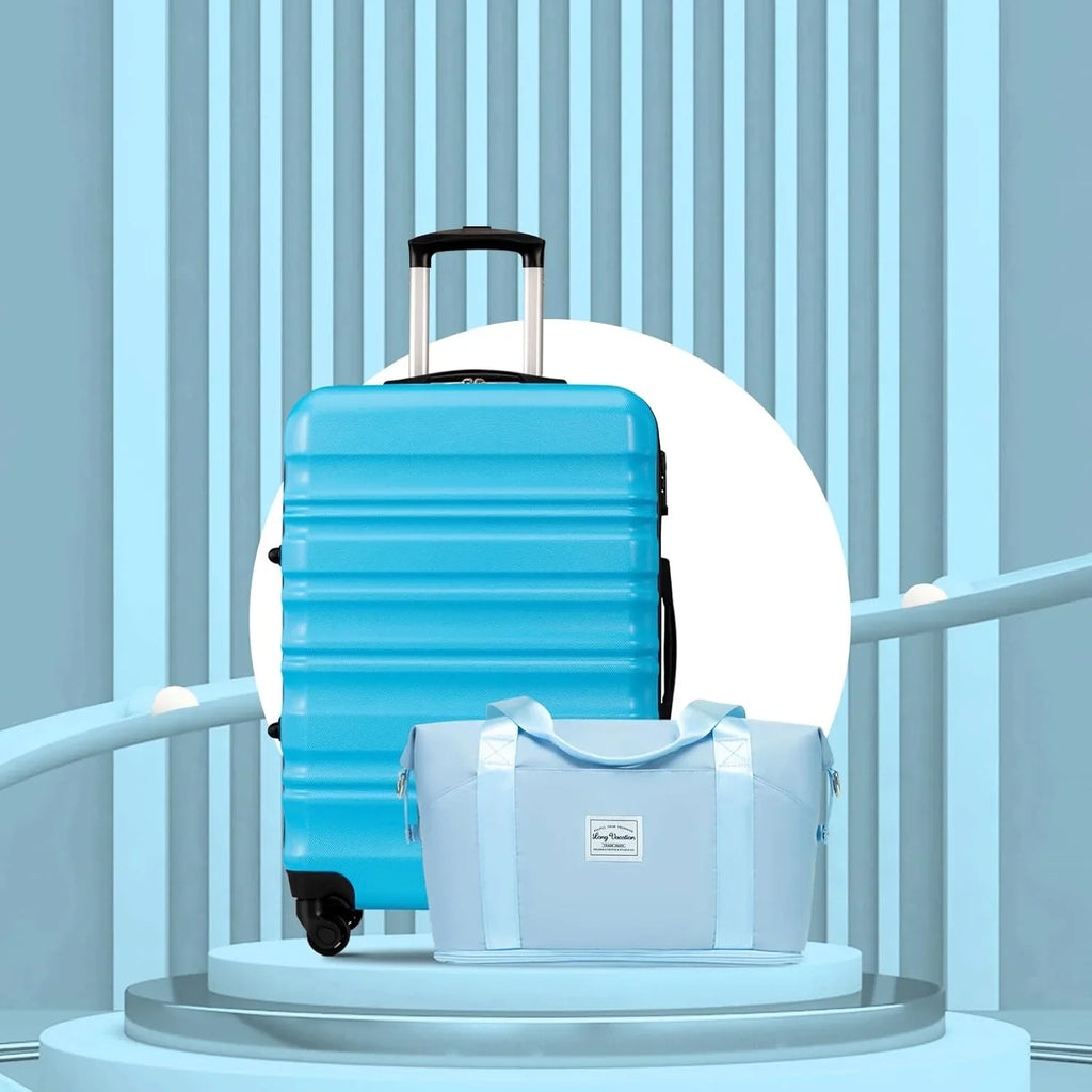 Ensemble de bagages LONG VACANCES 6 pièces : valise cabine rigide en ABS et PC, roulettes pivotantes et fermeture éclair YKK, cadenas TSA