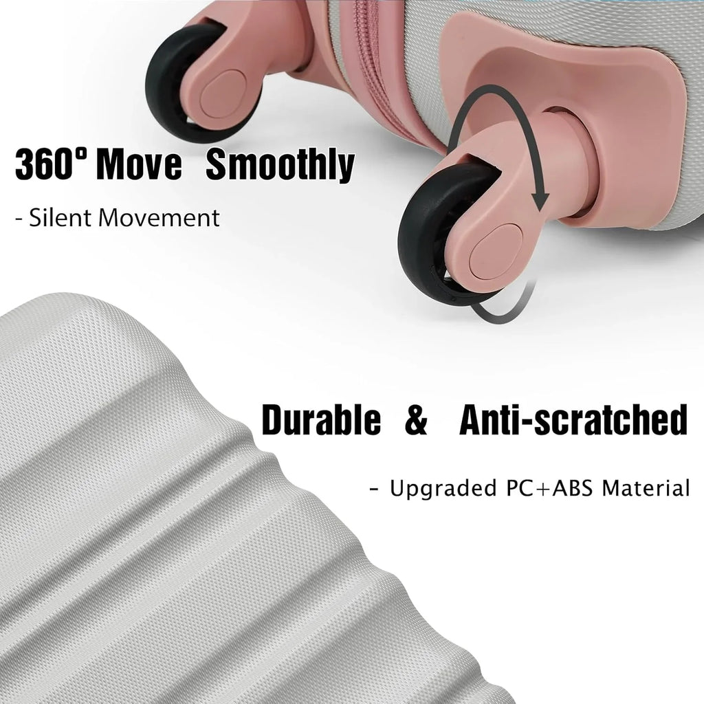 Ensemble de bagages LONG VACANCES 6 pièces : valise cabine rigide en ABS et PC, roulettes pivotantes et fermeture éclair YKK, cadenas TSA