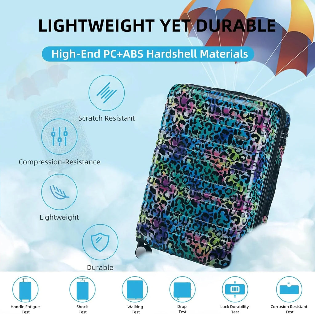 Ensemble de bagages 6 pièces, ensemble de valises rigides extensibles avec roulettes pivotantes, ensemble de bagages à roulettes légers