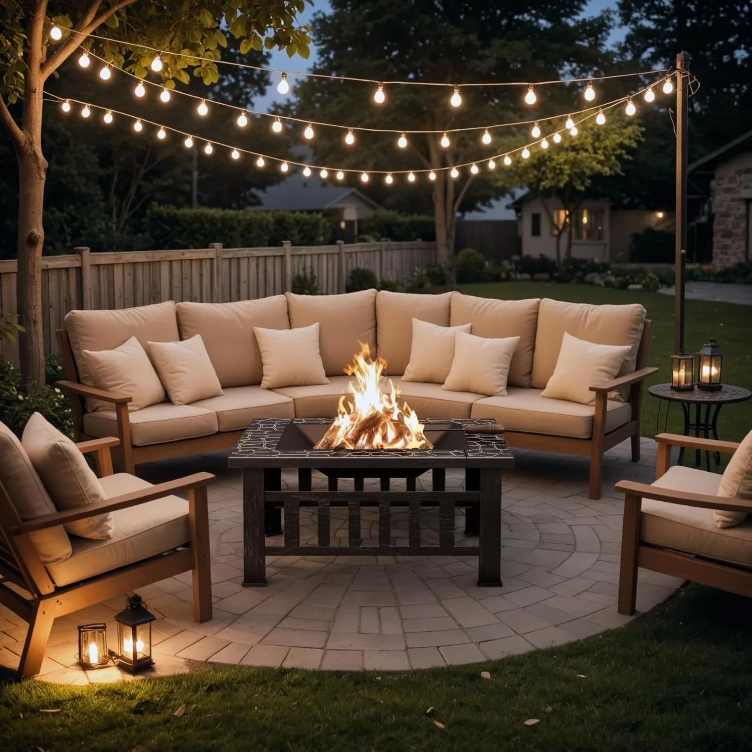 Foyer d'extérieur Devoko, table de foyer de 32 pouces, foyers d'extérieur en métal avec housse étanche pour terrasse extérieure et camping