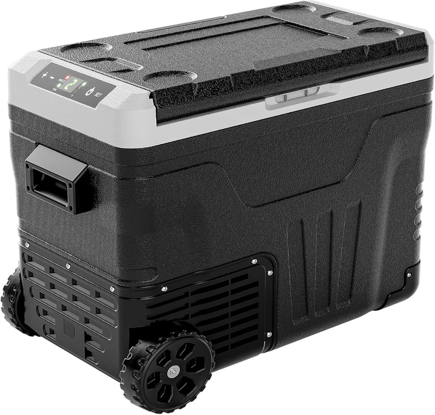 Réfrigérateur EUHOMY 12V, 53 qt (50 litres) Congélateur électrique Congélateur portable 12V Congélateur avec roulettes et 2 paniers