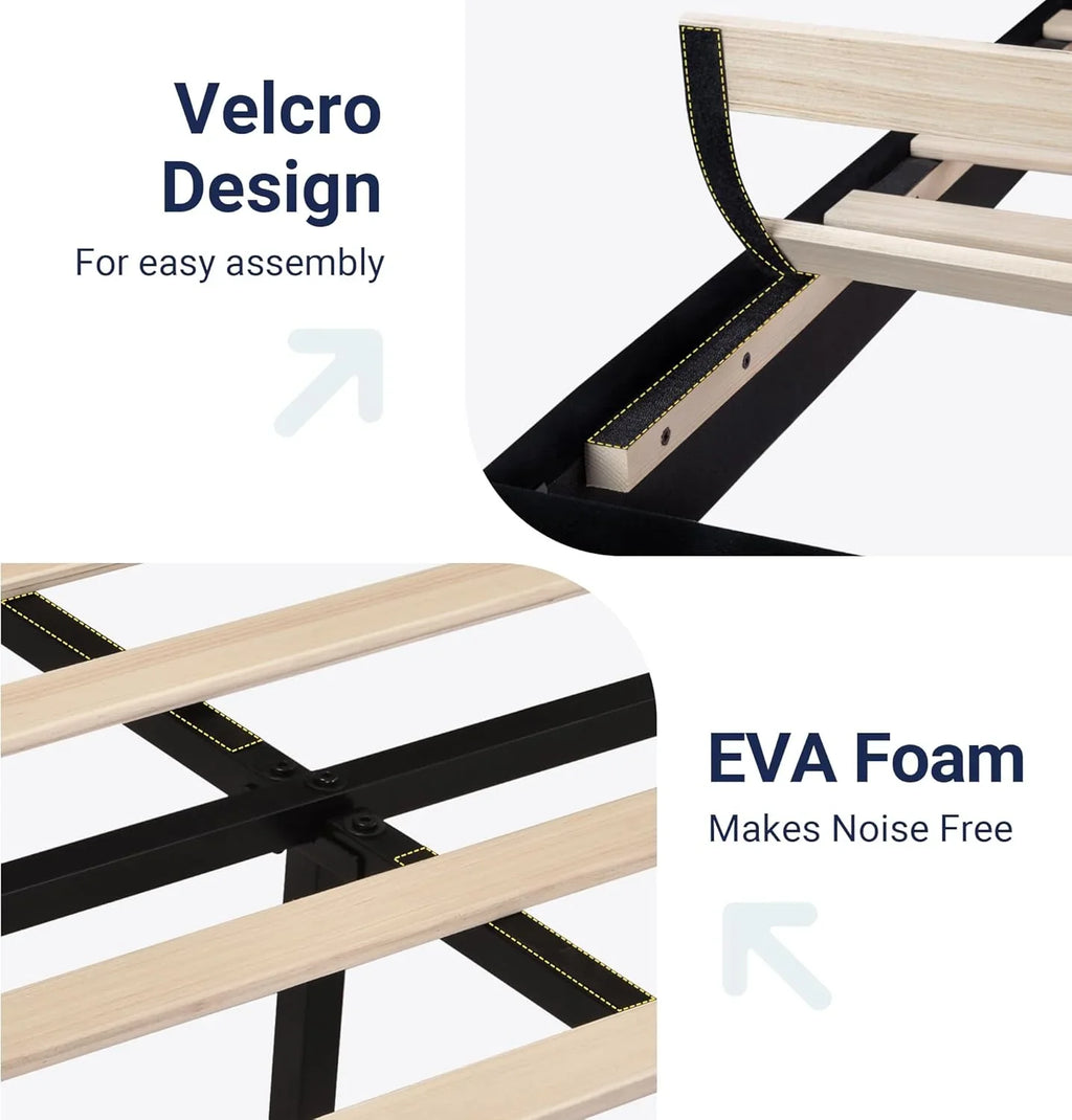 Cadre de lit plateforme Allewie King size avec tête de lit et planches rembourrées en velours