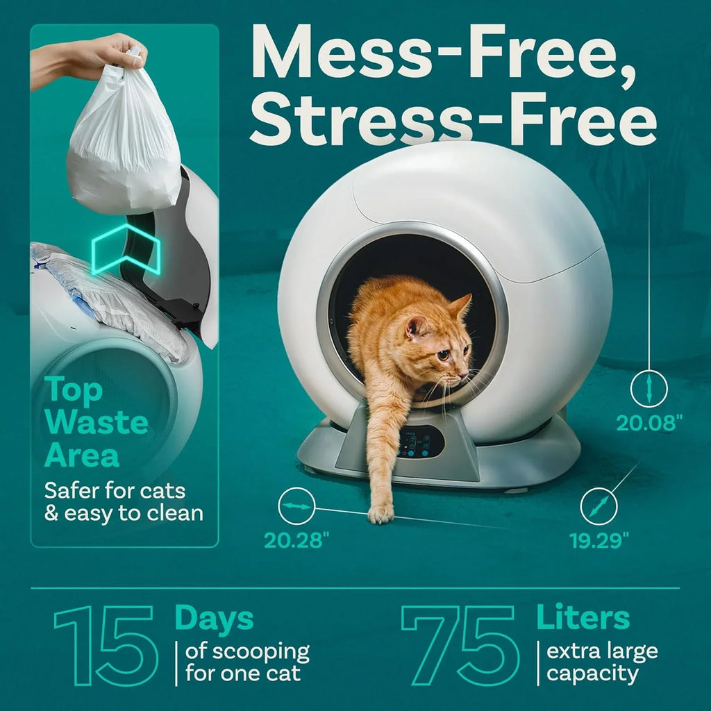 Bac à litière automatique pour chat autonettoyant avec capteur de sécurité, adapté à plusieurs chats