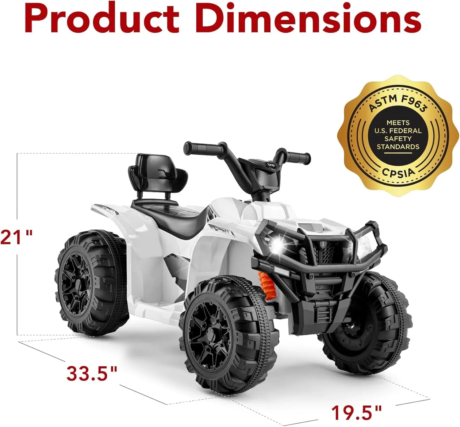 Véhicule tout-terrain électrique 12 V pour enfants, quad à 4 roues avec audio Bluetooth, vitesse maximale de 2,4 mph, pneus à crampons, phares à LED et radio.
