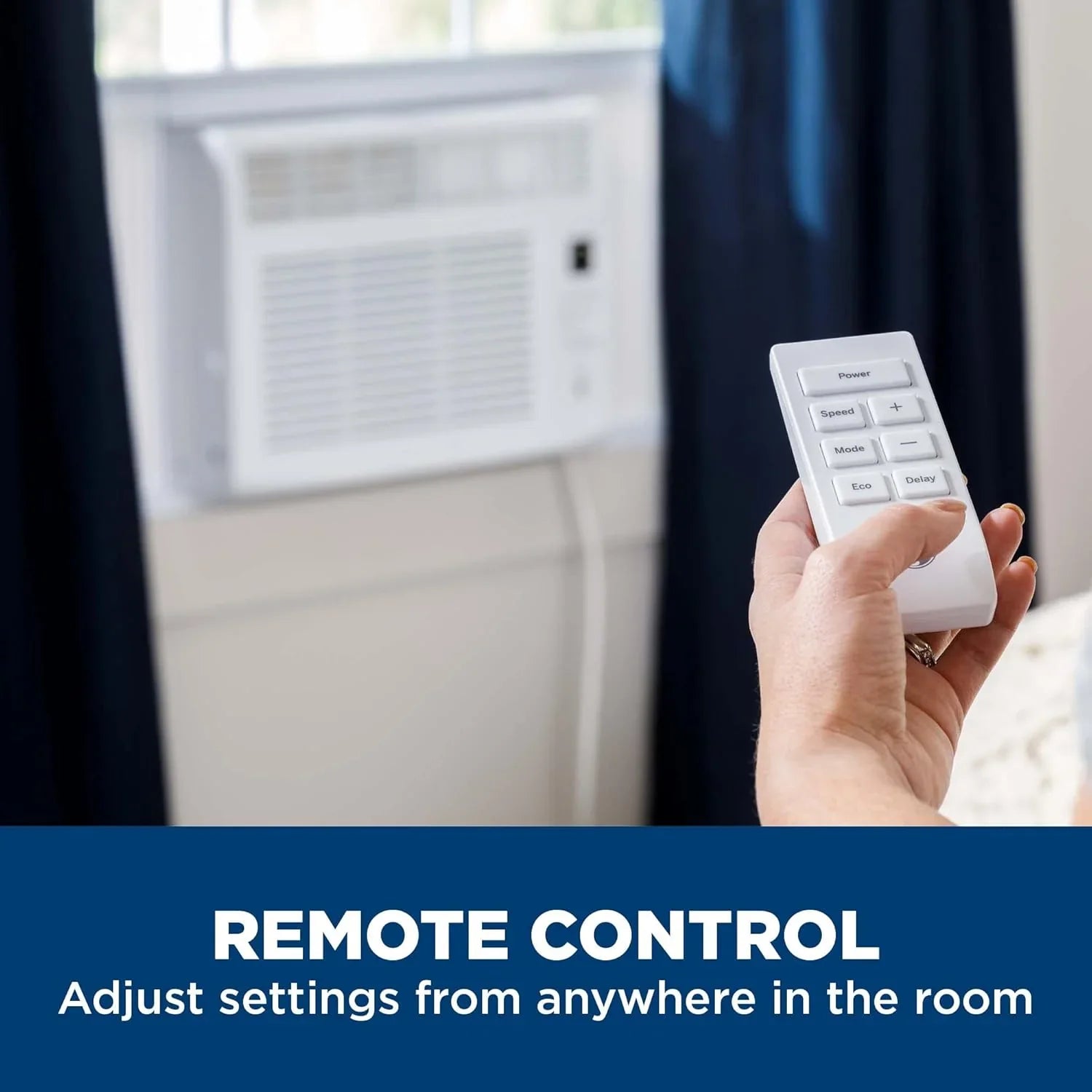 Climatiseur de fenêtre GE, 5 000 BTU pour petites pièces jusqu'à 150 pi² avec ventilateur réglable manuellement et réglages de refroidissement