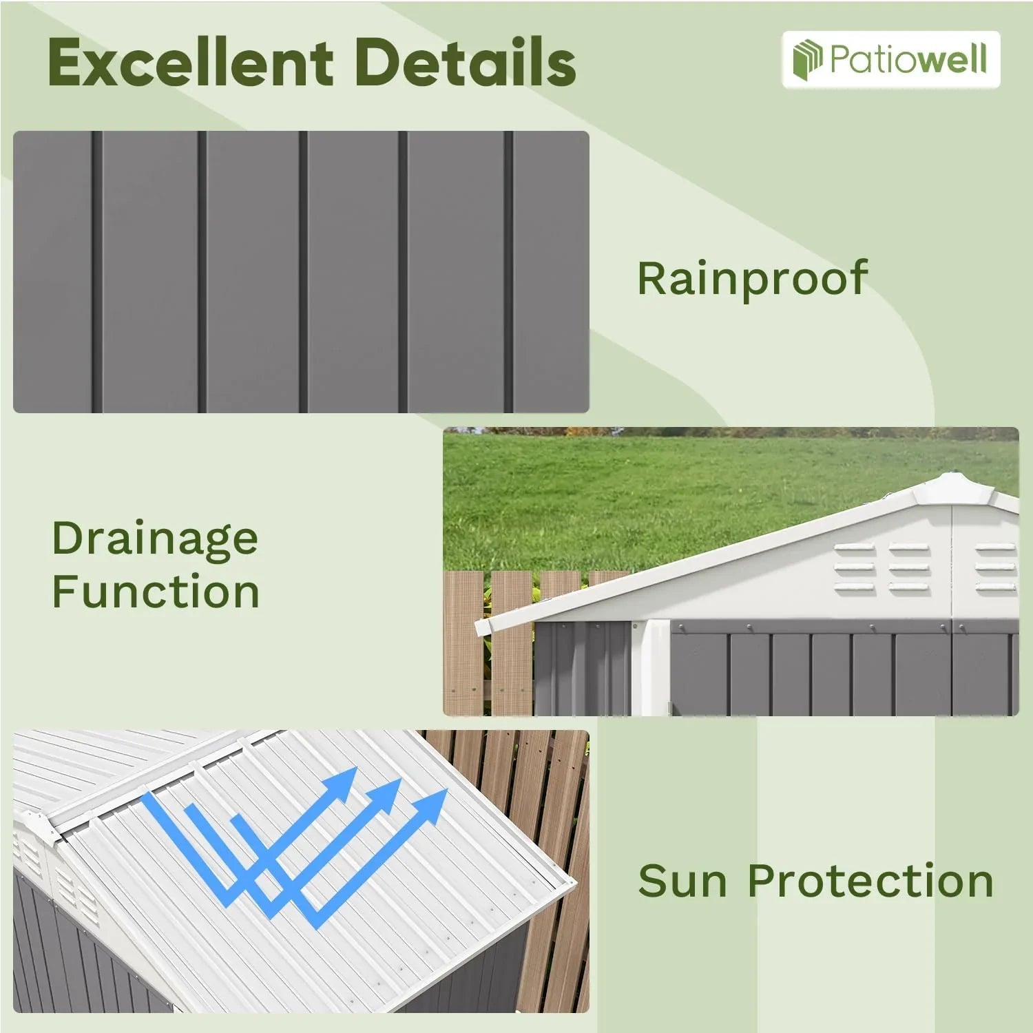 Patiowell Abri de rangement extérieur 5 x 3 pi, abri à outils avec toit en pente et porte verrouillable