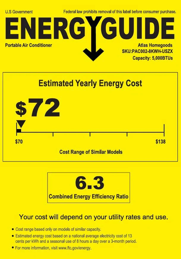 Climatiseur portatif EUHOMY 8 000 BTU, 4 en 1, couvre jusqu'à 350 pi², 4 modes, silencieux, avec télécommande, refroidissement, ventilateur, déshumidificateur